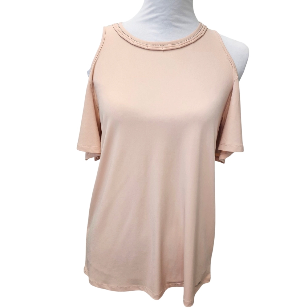 Ivanka Trump Embellished Cold Shoulder Top - Blush Size Small